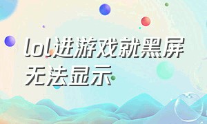 lol进游戏就黑屏无法显示