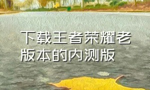 下载王者荣耀老版本的内测版