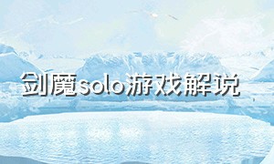 剑魔solo游戏解说