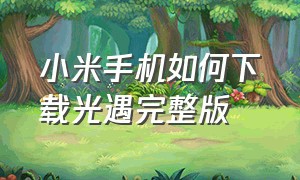 小米手机如何下载光遇完整版（小米手机怎么样下载苹果版的光遇）