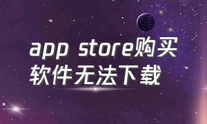 app store购买软件无法下载（app store软件下载）