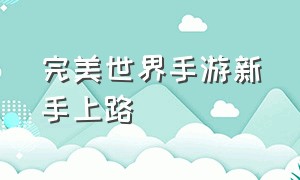 完美世界手游新手上路（完美世界手游官网）