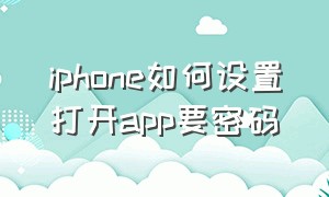 iphone如何设置打开app要密码