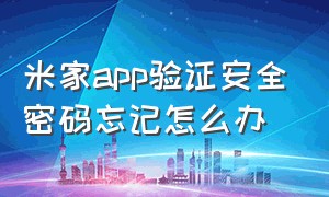 米家app验证安全密码忘记怎么办