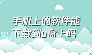 手机上的软件能下载到u盘上吗（手机可以下载软件到u盘上面去吗）