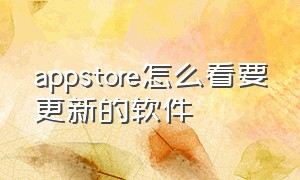 appstore怎么看要更新的软件