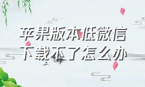 苹果版本低微信下载不了怎么办