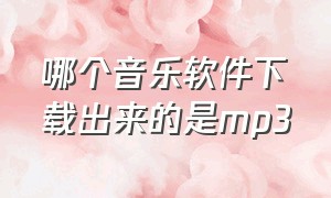 哪个音乐软件下载出来的是mp3