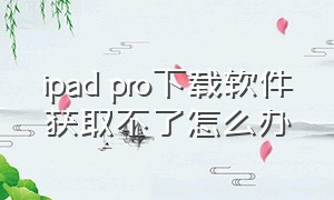 ipad pro下载软件获取不了怎么办