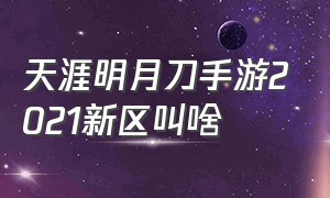 天涯明月刀手游2021新区叫啥