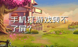 手机打游戏转不了屏?