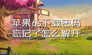 苹果6s下载密码忘记了怎么解开