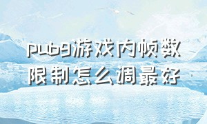 pubg游戏内帧数限制怎么调最好