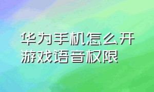 华为手机怎么开游戏语音权限