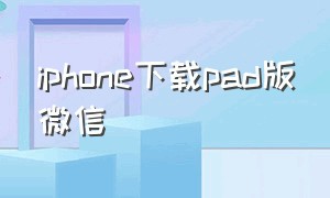 iphone下载pad版微信