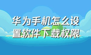 华为手机怎么设置软件下载权限