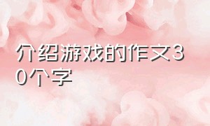 介绍游戏的作文30个字