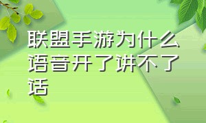 联盟手游为什么语音开了讲不了话