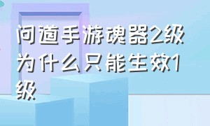 问道手游魂器2级为什么只能生效1级