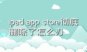 ipad app store彻底删除了怎么办（ipad不小心删除了app store）
