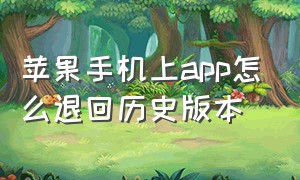 苹果手机上app怎么退回历史版本