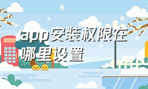 app安装权限在哪里设置