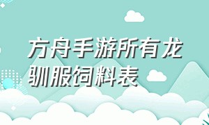 方舟手游所有龙驯服饲料表（方舟手游鱼龙吃什么饲料驯服最快）