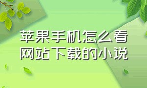 苹果手机怎么看网站下载的小说（苹果手机怎样从网页下载小说）