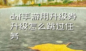 dnf手游用升级券升级怎么跳过任务