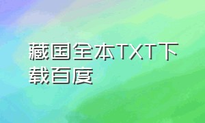 藏国全本TXT下载百度