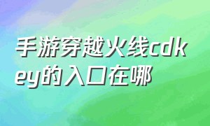 手游穿越火线cdkey的入口在哪（穿越火线手游cdk口令兑换码）