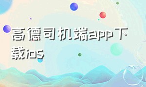 高德司机端app下载ios（高德司机端接单app叫什么）