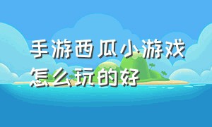 手游西瓜小游戏怎么玩的好（西瓜小游戏入口在哪最新版本）