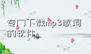 专门下载mp3歌词的软件