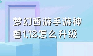 梦幻西游手游神兽1.18怎么升级