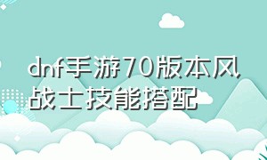 dnf手游70版本风战士技能搭配