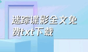 迷踪谍影全文免费txt下载