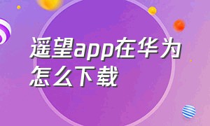 遥望app在华为怎么下载