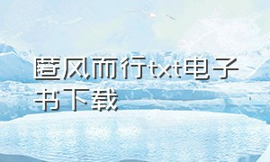 匿风而行txt电子书下载