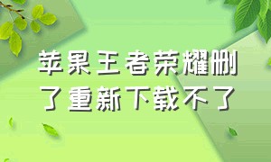 苹果王者荣耀删了重新下载不了（苹果下载不了王者荣耀是怎么回事）