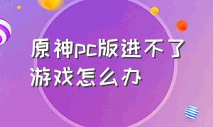 原神pc版进不了游戏怎么办