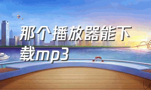 那个播放器能下载mp3（哪个播放器可以直接下载mp3音乐）