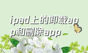 ipad上的卸载app和删除app（ipad卸载应用和删除应用区别）