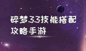 碎梦33技能搭配攻略手游