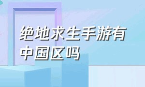 绝地求生手游有中国区吗