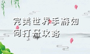 完美世界手游如何打开攻略（完美世界手游打开技巧）