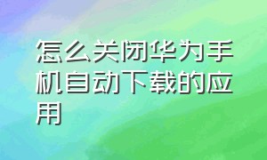 怎么关闭华为手机自动下载的应用