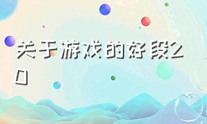 关于游戏的好段20