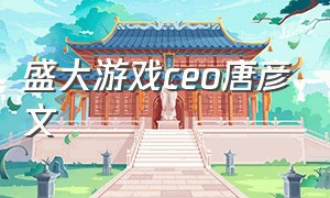 盛大游戏ceo唐彦文（盛大游戏唐彦文）