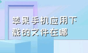 苹果手机应用下载的文件在哪